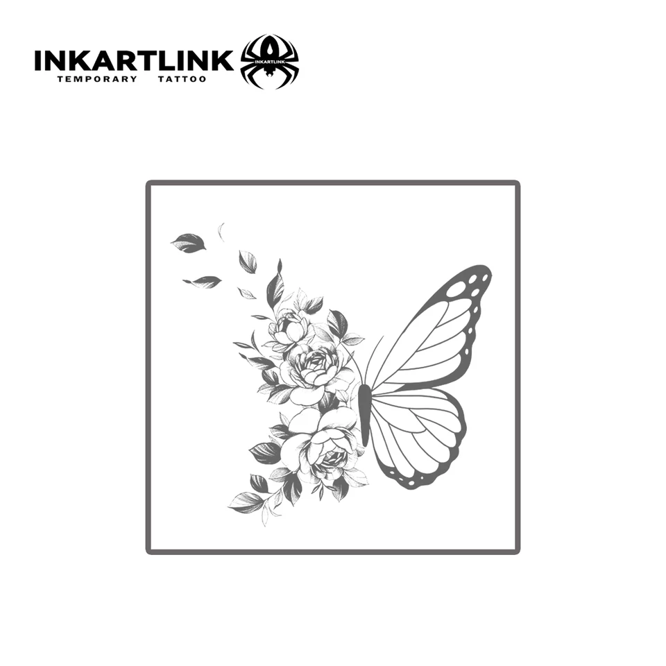 Flower Butterfly Temporary Tattoo Waterproof Design