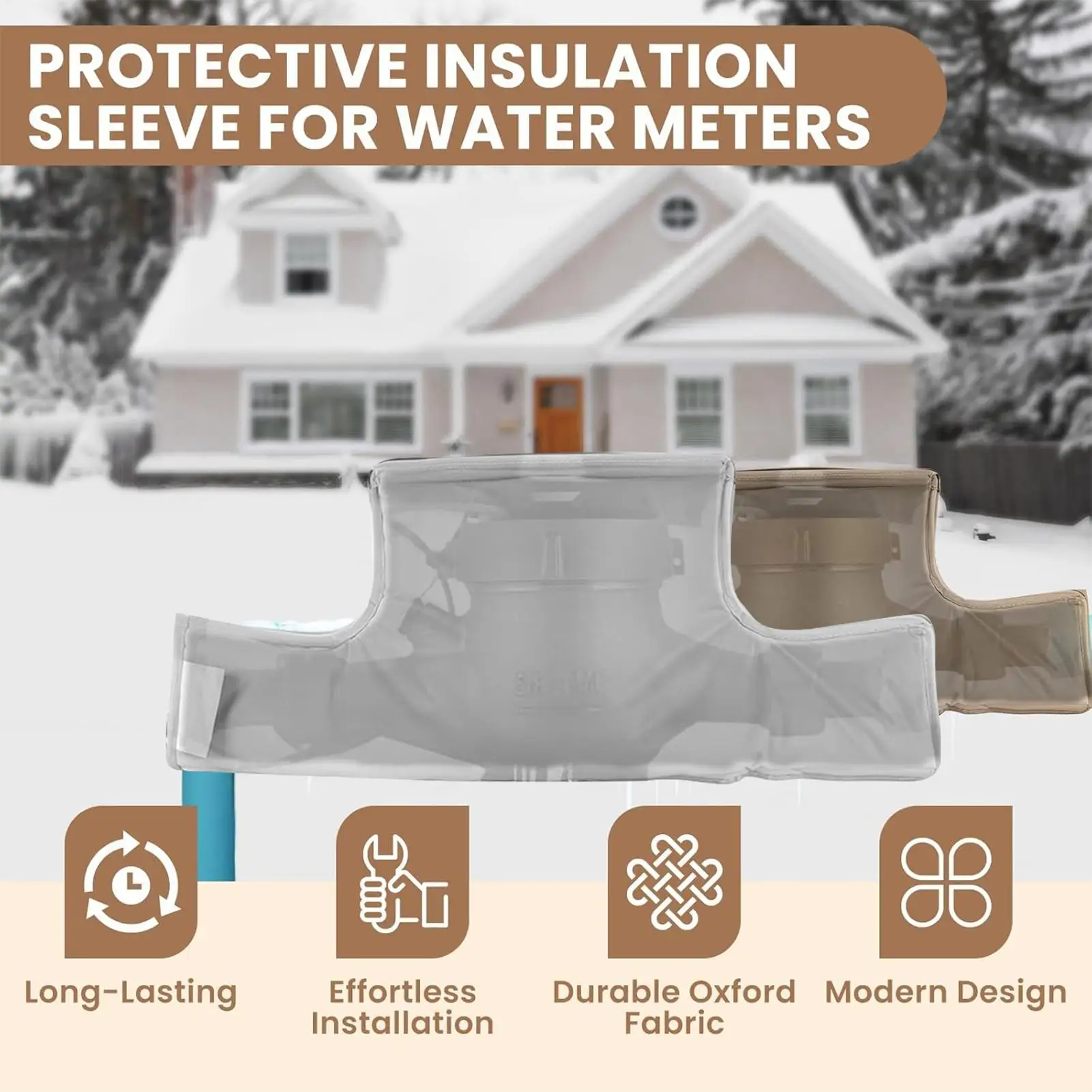 غطاء عداد المياه المعزول واقية قابلة لإعادة الاستخدام مقاومة للصقيع أنابيب المياه الشتوية غطاء للحماية من تجميد أصحاب المنزل المستأجرين
