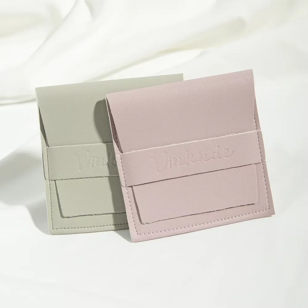 50pcs Custom Soft PU Leather Gift Bags Personalized Jewelry Pouches Fashion Ring Gift Packaging Storage Wholesale
