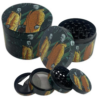 50mm Metal Herb Grinder Cartoon 4-Layers Manual Spice Salt Mortar Mill Raw Grass Tobacco Grinder Cigarette Smoking Accessories
