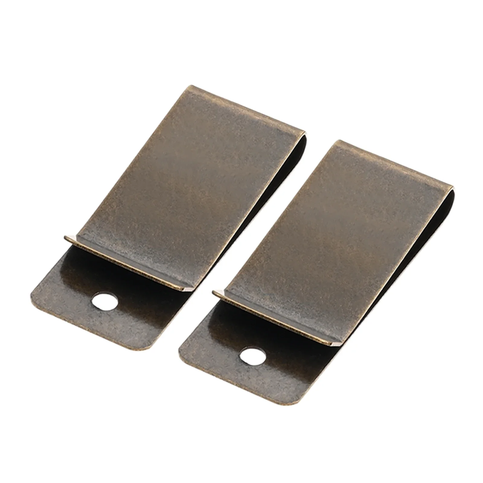 Clip de hebilla de resorte de bronce antiguo, 2 uds., con agujeros, funda, Clip para cinturón, cierre, bolsillo, billetera, gancho para llaves para bolso, Artesanía de cuero
