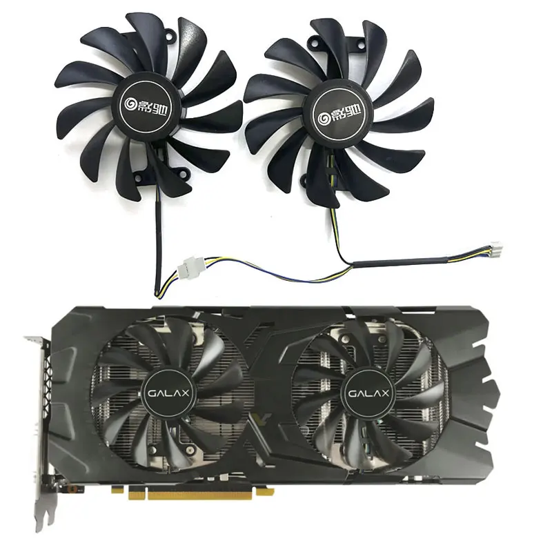 2 вентилятора, 4 контакта, подходит для Galaxy GeForce P104-100 GTX1070 1070Tti 1080 8 Гб EXOC SNPR BLACK2 OC, сменный вентилятор для видеокарты