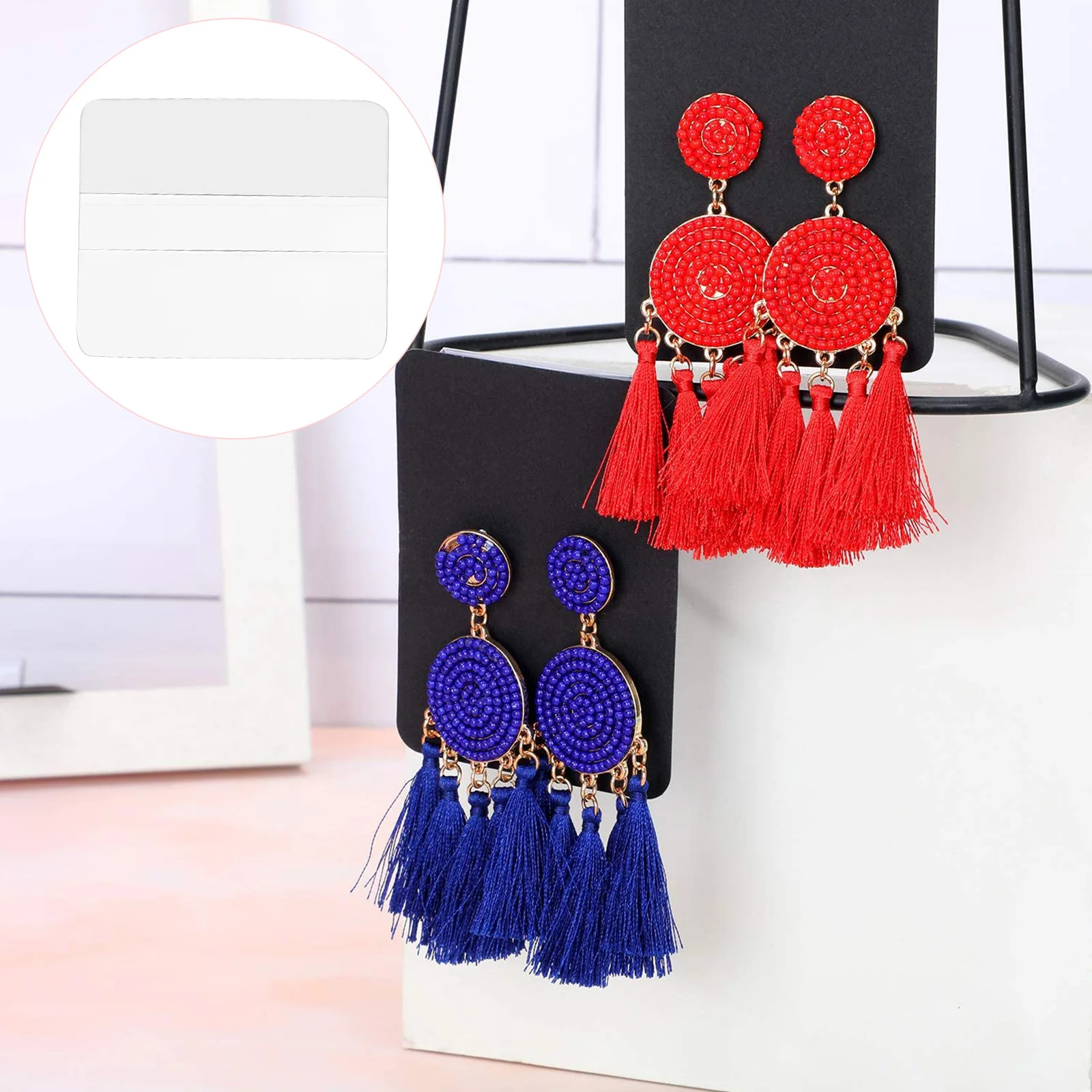 

100Pcs Jewelry Display Earring Cards PVC Self-Adhesive Durable Holders for Earrings Hair Clips Store Earring Cards