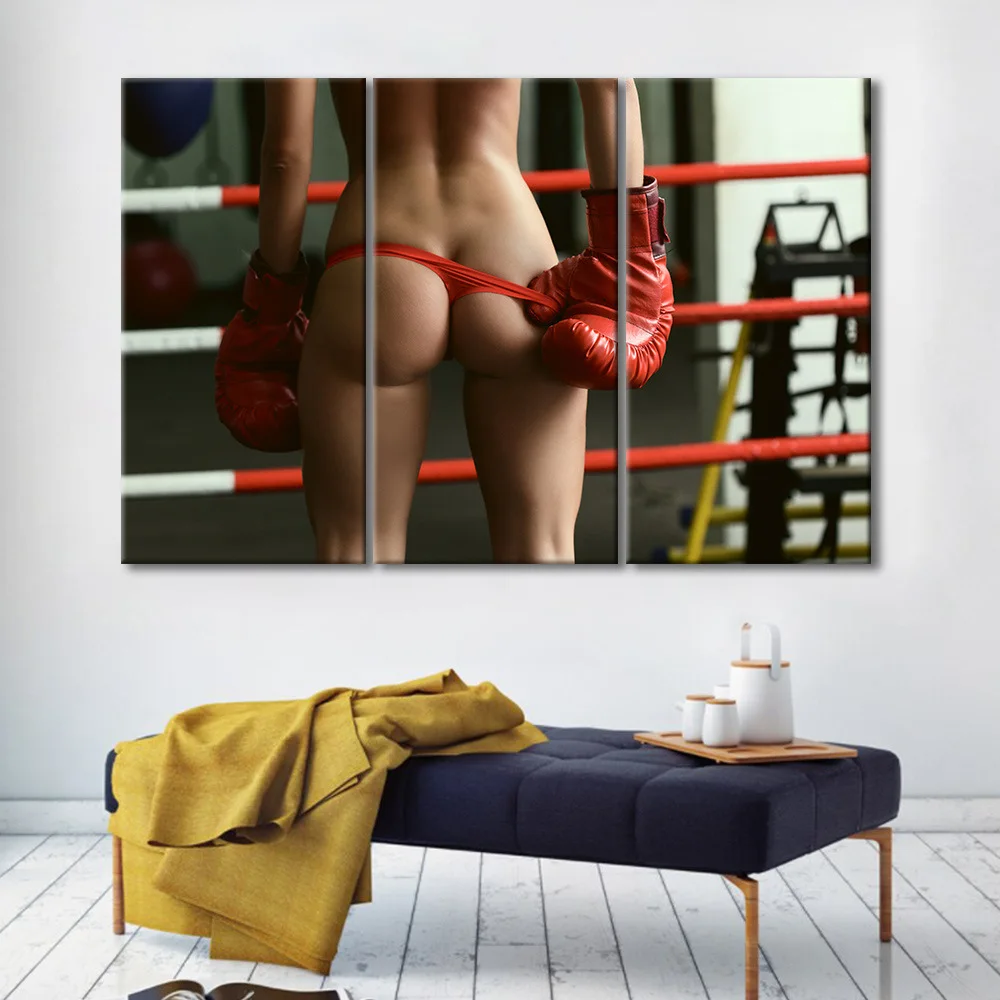 

Canvas painting triptych combination decorative painting sexy abstract landscape hanging painting poster