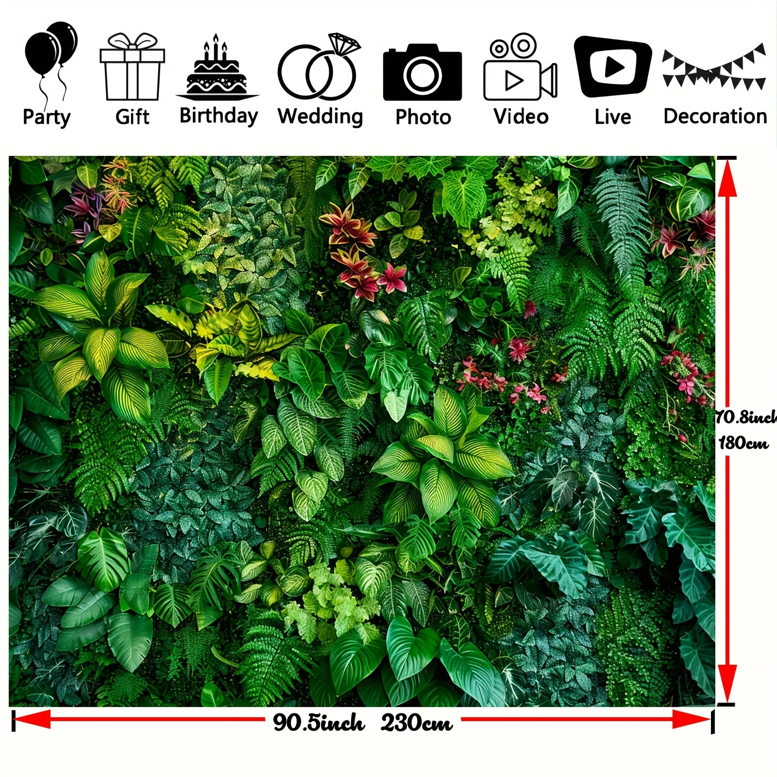 Natural green forest photography background, wall mounted living room, bedroom, office room decoration, party decoration