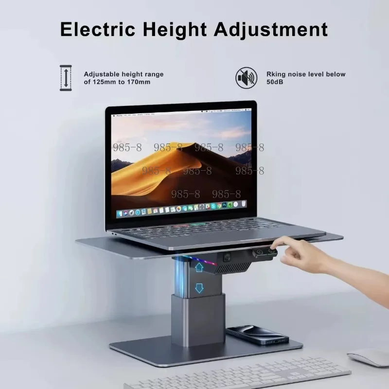 Adjustable Gaming Computer LED Light Stand, Multi Function Desktop Monitor Riser Equipped With USB Hub For Home Office Desk