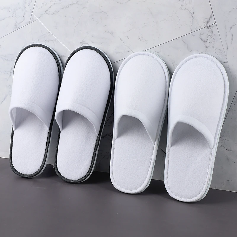 10 pairs of encrypted fleece cloth sole disposable slippers for hotel home guests, thickened anti slip for hotel clubs