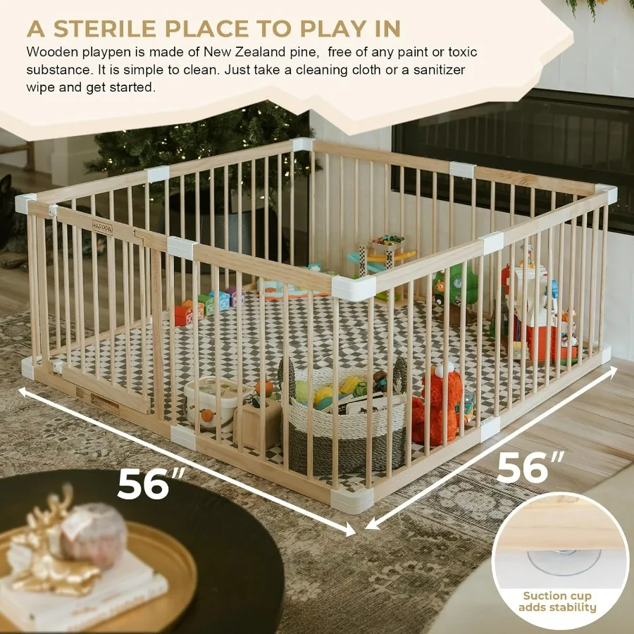 روضة بوابة الأطفال من هاربا للأطفال الصغار روضة أطفال خشبية سياج أطفال كبير ساحات لعب لمنطقة اللعب 56 × 56 × 24 بوصة #5
