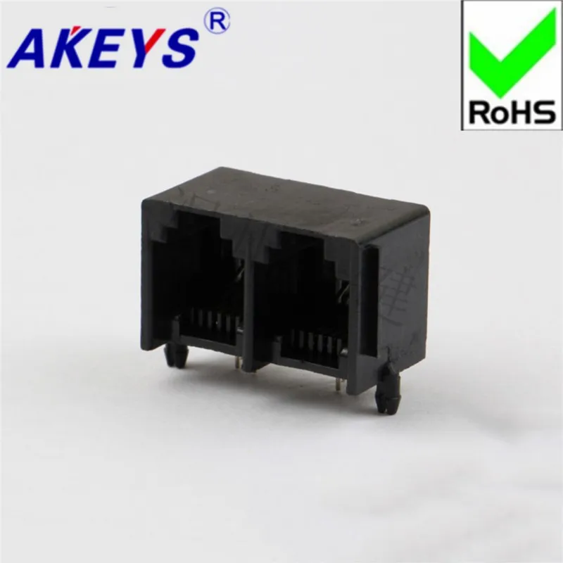 10 PCS 5521-2 Connection-6P2C-Band-90 Degree-Black-RJ11 Network Socket RJ45 Horizontal Lateral Socket