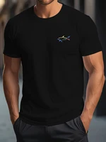 Camiseta deportiva de manga corta con cuello redondo y estampado de tiburones de talla grande holgada informal a la moda 100 algodón de verano para hombre