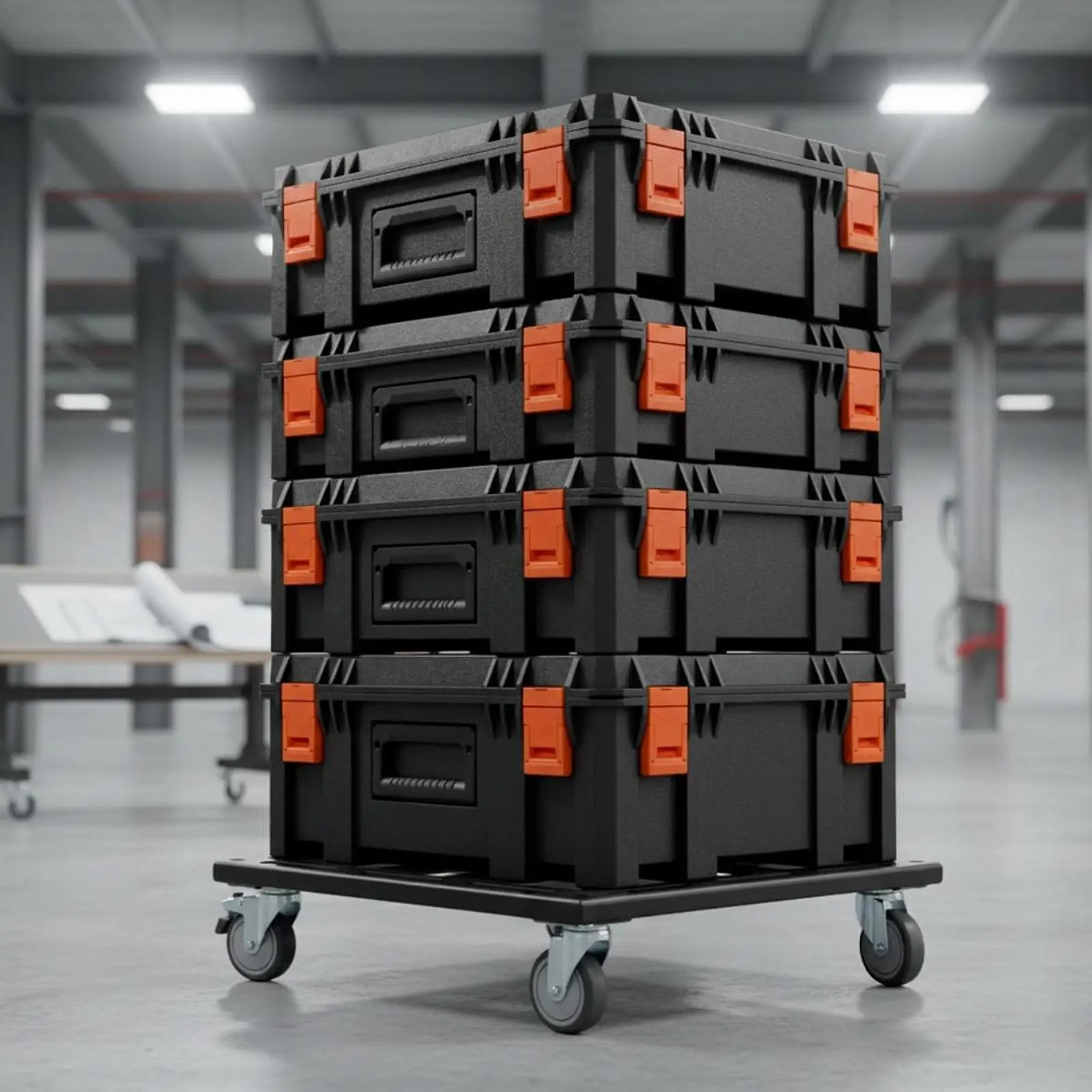 Rolling Tool Organizer Cart Iron Platform for Modular Cases with 4 Casters for Garage Workshop Mobility