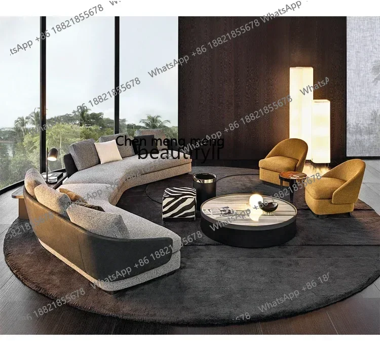 z183  Italian minimalist villa flat floor corner multi-person sofa small apartment living room designer simple combination sofa