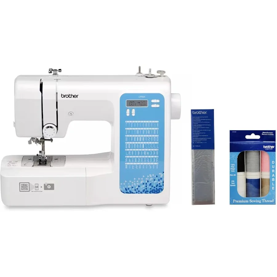 

CP80X Computerized Sewing Machine and SASEW6 6-Piece Premium Sewing Thread Pack SA520 Water Soluble Stabilizer
