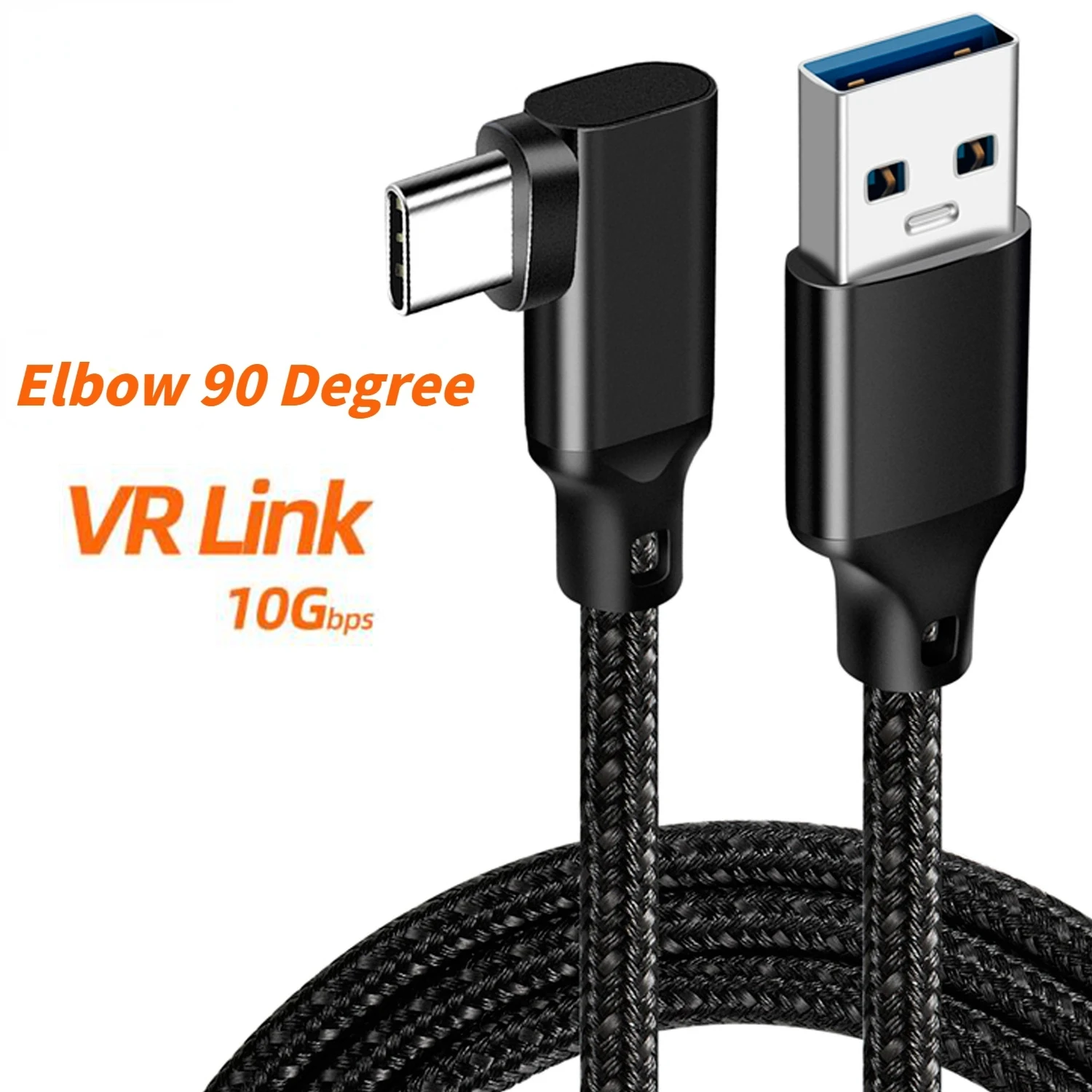 1m 3m Type C VR Link Cable USB C Data Cable USB 3.2 10Gbps 3A 60W Fast Charging 90 Degree Elbow Gaming Cord for Oculus Quest 1 2