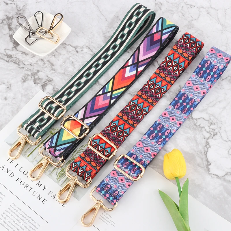 Bag Strap Fashion New Handle Adjustable Crossbody Shoulder Colourful Pattern Belt Replacement Ethnic Style Guitar Handbag Strap