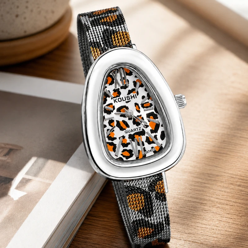 New Fashion Leopard Print Dial Women's Quartz Watch Luxury Thin Mesh Strap Analog Ladies Wristwatches Clock Gift montre femme