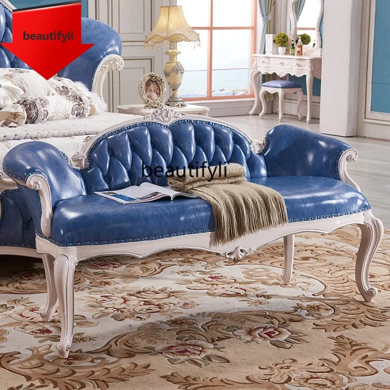 

European leather bedside stool bedroom sofa stool American retro bedside stool