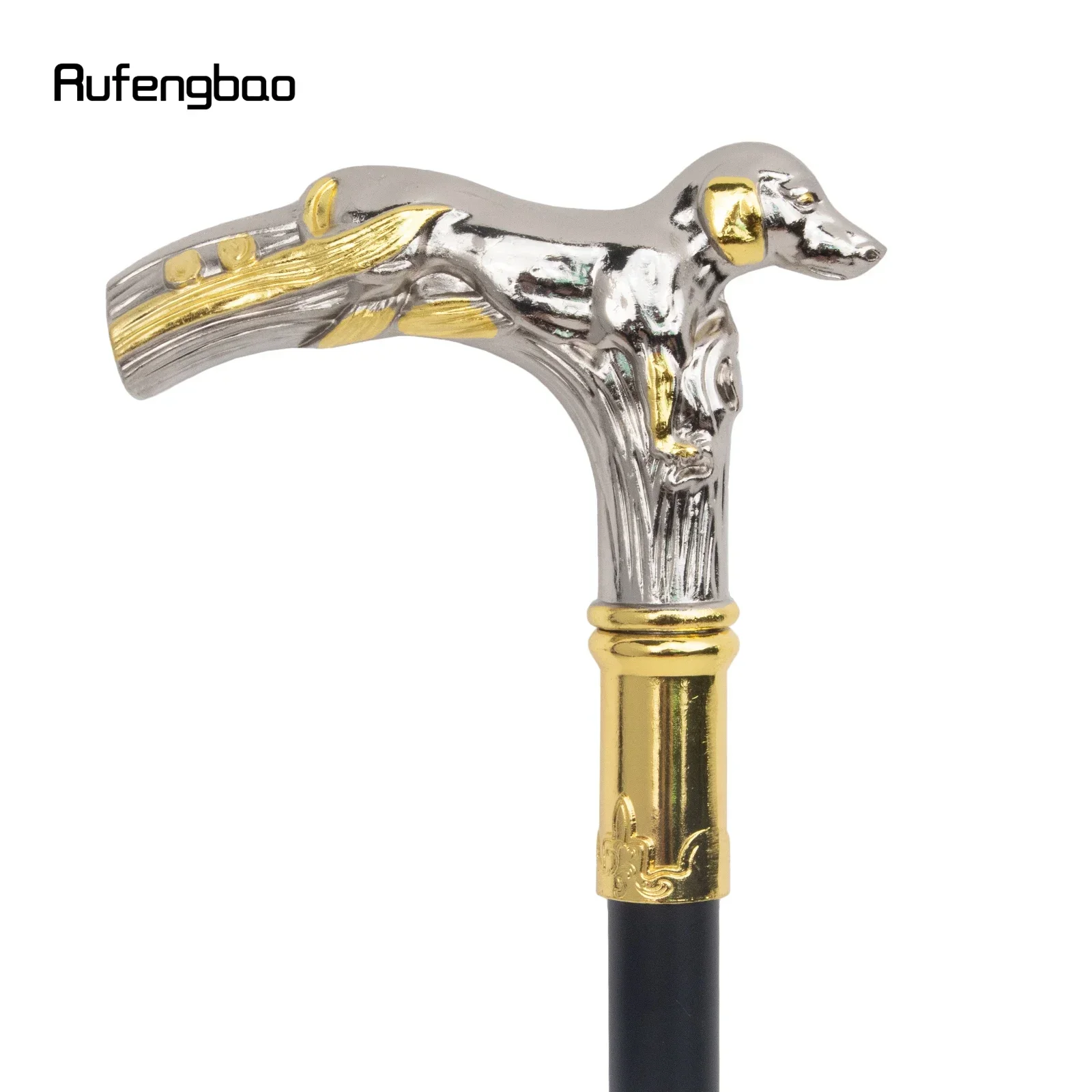 الذهبي الأبيض الكلب الفاخرة نمط عصا للمشي حفلة موضة أنيقة عصا للمشي الزخرفية Cospaly قصب مقبض Crosier 88 سنتيمتر #2