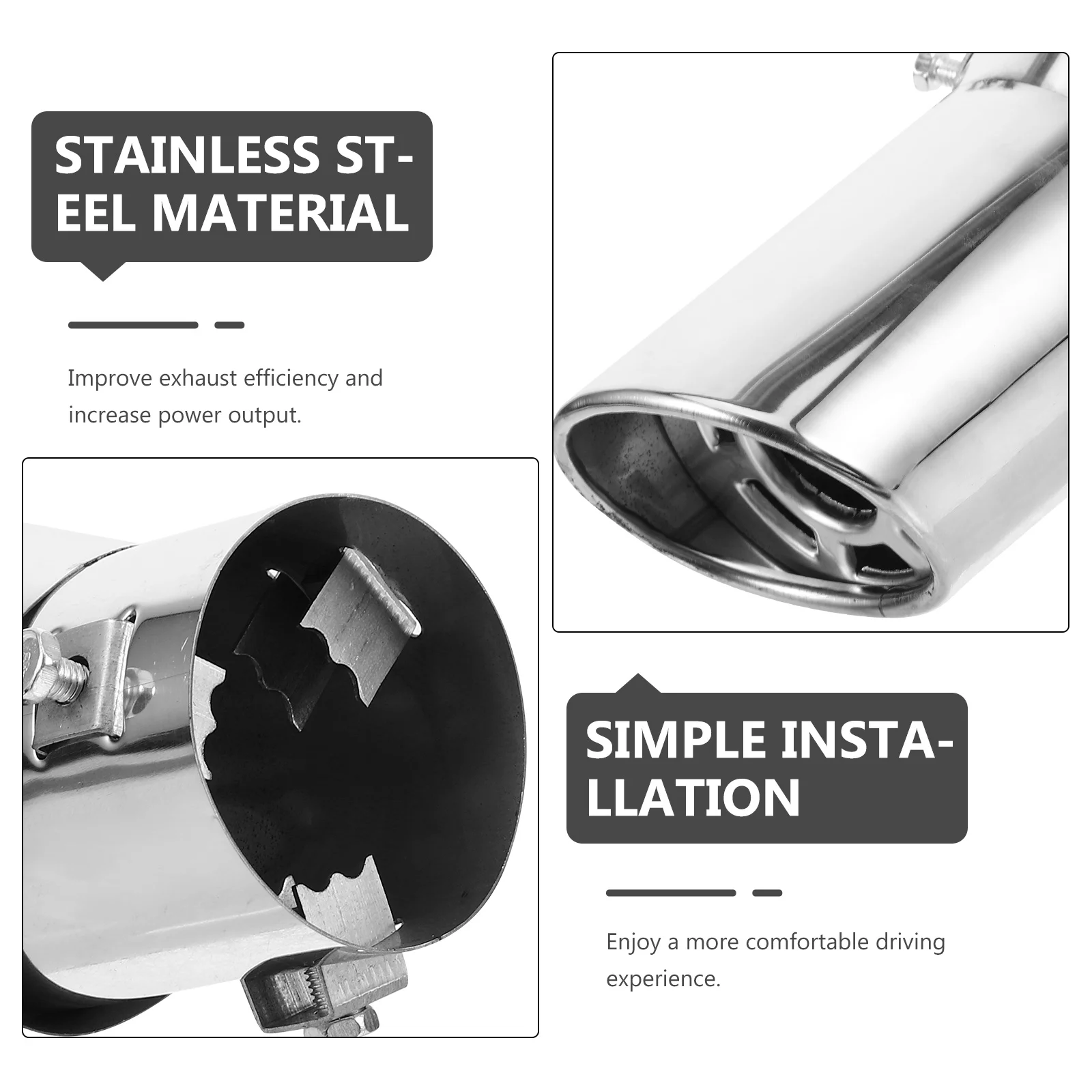 

Car Stainless Steel Exhaust Tip Curved Tail Pipe Adapter Noise Reduction Car Exterior Accessories Durable Automotive Tail Pipe