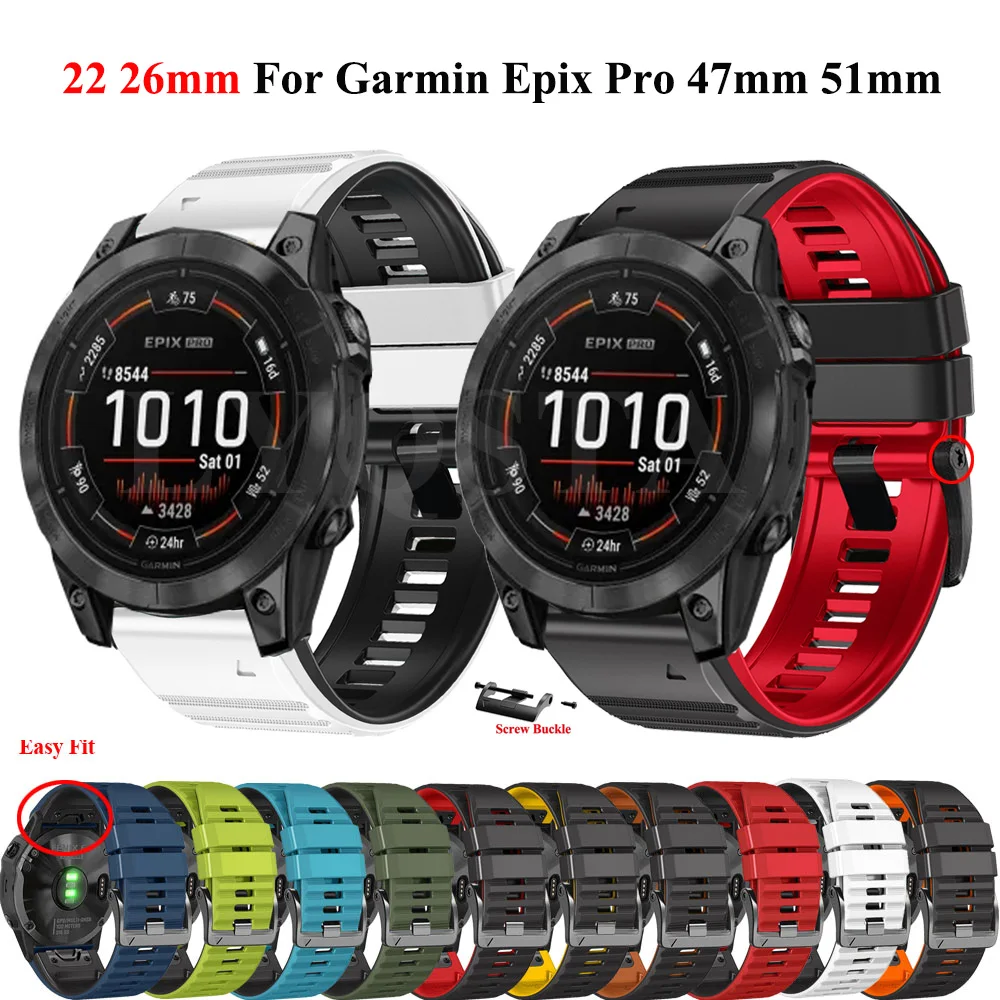 Ремешок силиконовый для наручных часов Garmin Epix Pro 47 51 мм Fenix 7X 7 Pro 6X 6 Pro 5 5XPlus 3HR 965 955 945