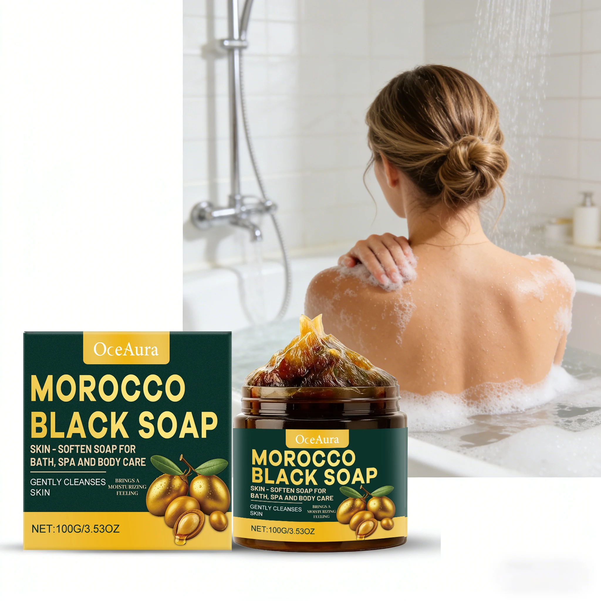 

Мыло для тела Oceaura Black Soap: нежное очищение пор, увлажнение, улучшение гладкости, без ощущения стянутости, смягчение для ежедневного ухода за кожей.