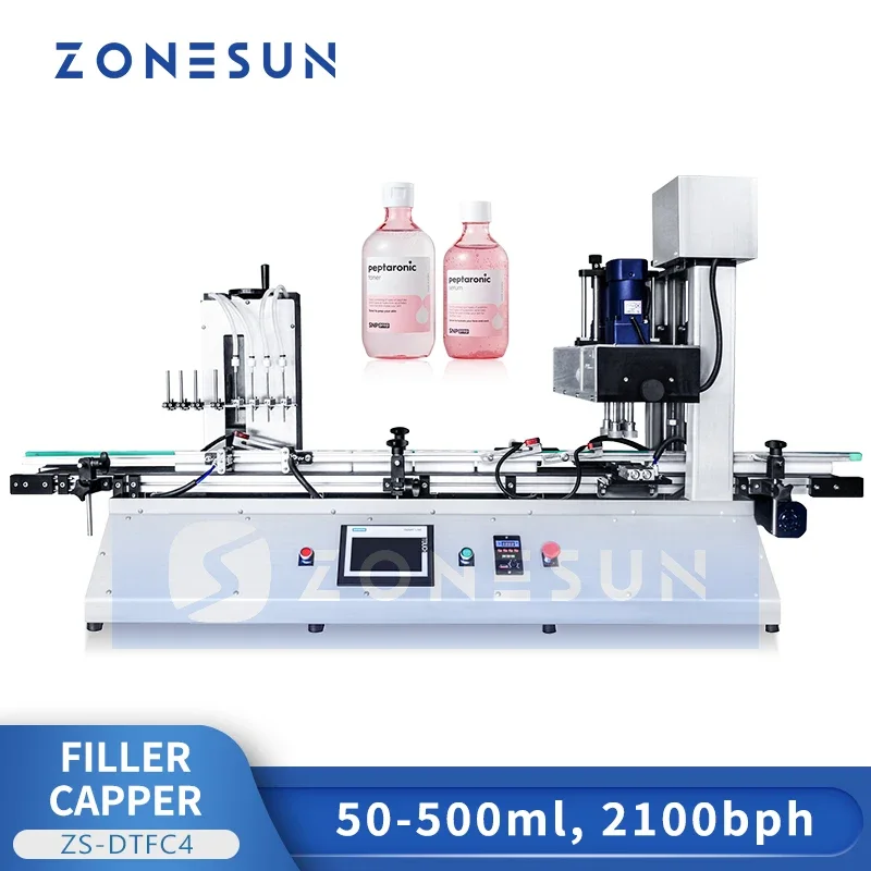 ZONESUN Autoamtic 2in1 Monoblock Filling and Capping Machine Bottle Filler and Capper Monoblock Bottling Machine ZS-DTFC4