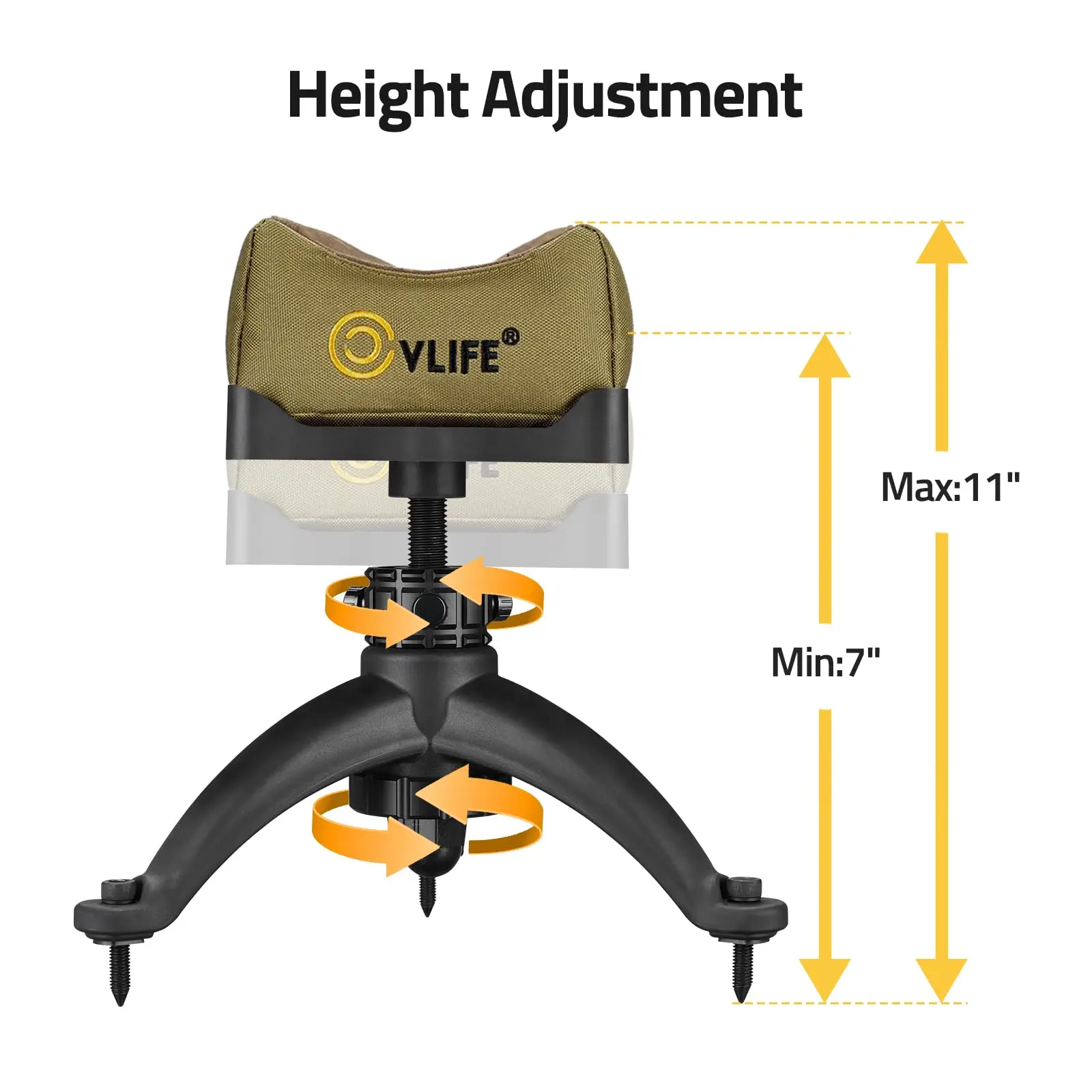 Rest Tripod Rest Range Jagd Tragbare Sitzbank mit vorderen und hinteren Taschen (ungefüllt) Höhenverstellung Stabil – Detail 2