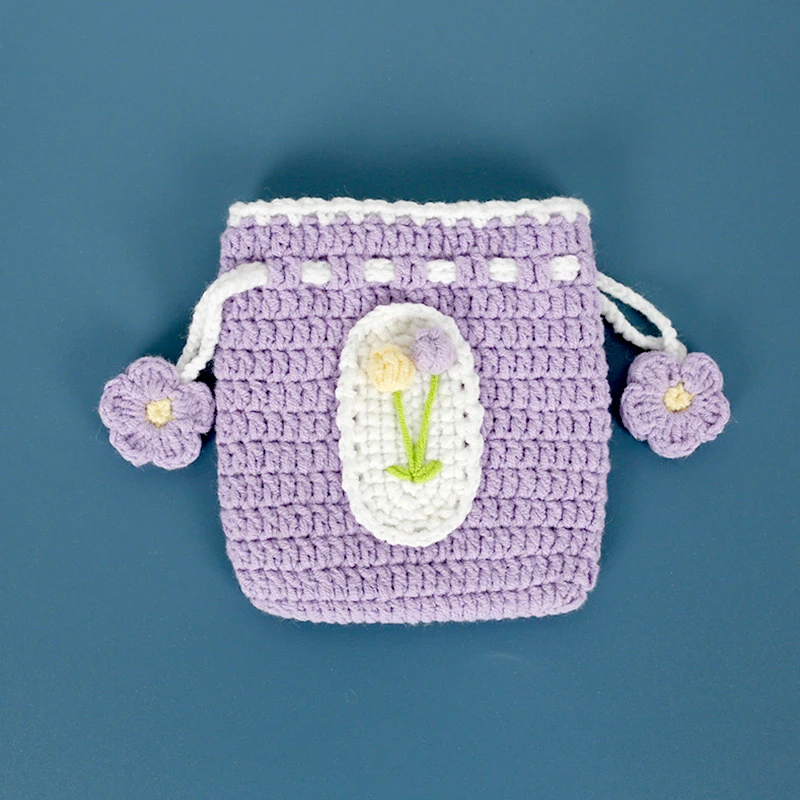 Hand-woven Coin Bag Knitted Wool Crochet Bag Mini Pocket Finished Children Cute Handmade Coin Storage Bags