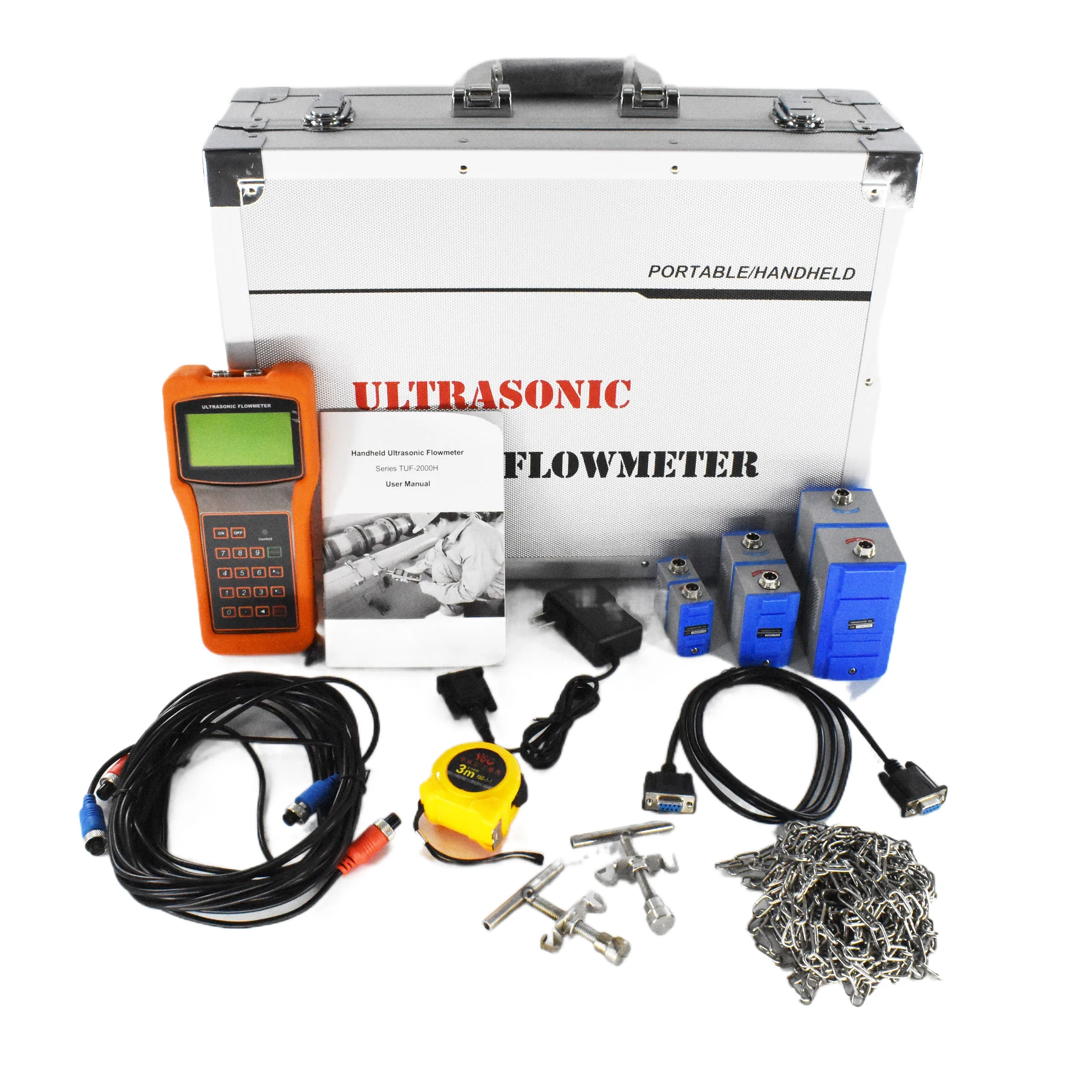 

TUF-2000H Handheld Ultrasonic Water Flowmeter Clamp on Liquid Portable Digital Flow Meter TS-2 TM-1 TL-1 TS-2-HT TM-1-HT Sensor