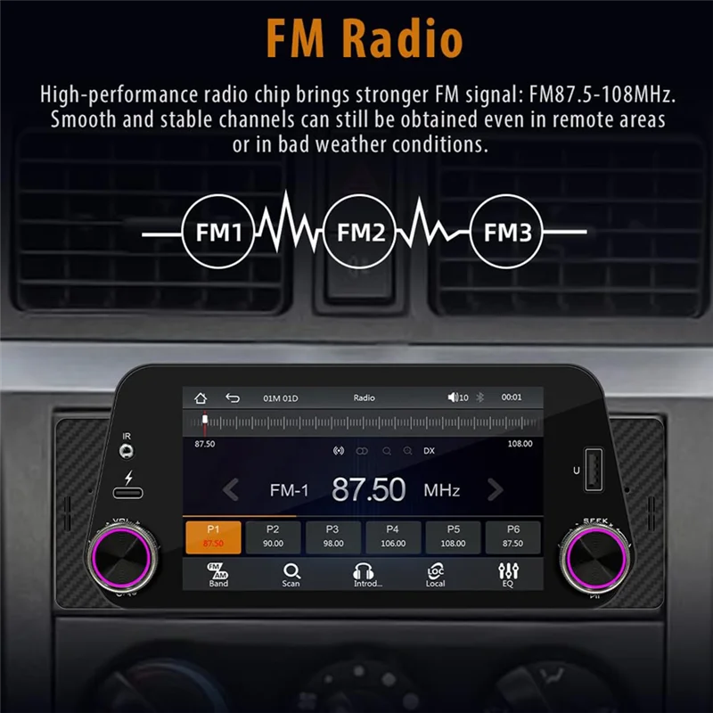 

Reliable-Single Din Car Stereo Car Radio With Wireless Carplay/Android Auto, Touchscreen Radio, Bluetooth, Backup Camera, Mirror