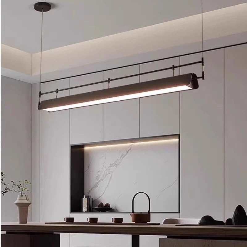 

Italian Modern Minimalist Restaurant Pendant Light 2025 New Bar Counter Dining Room High-end Feeling Straight Strip Chandelier