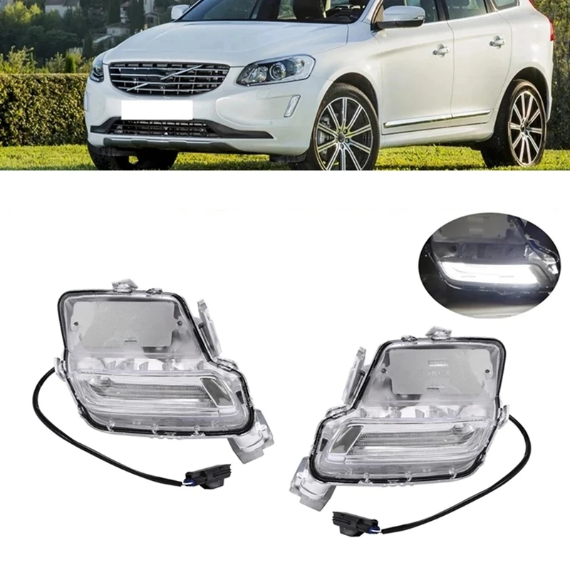 1Pair Car Front Bumper Fog Light DRL Daytime Running Light 31364330 31364331 For Volvo XC60 2014-2018 Accessories Position Lamp