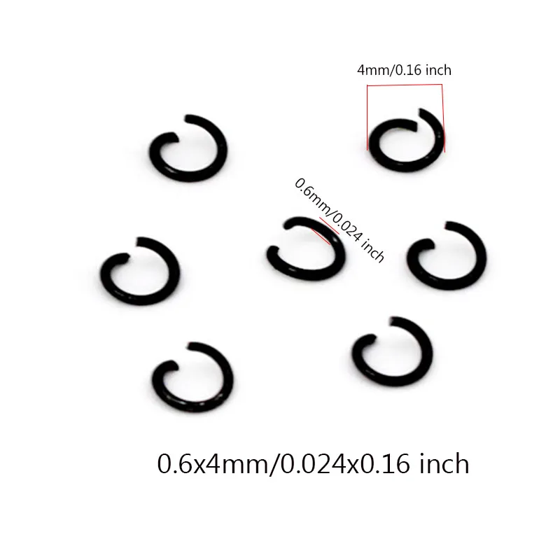 100Pcs 4mm 5mm Stainless Steel Black Plated Open Jump Rings Split Rings Connectors for DIY Jewelry Making Accessories Supplies