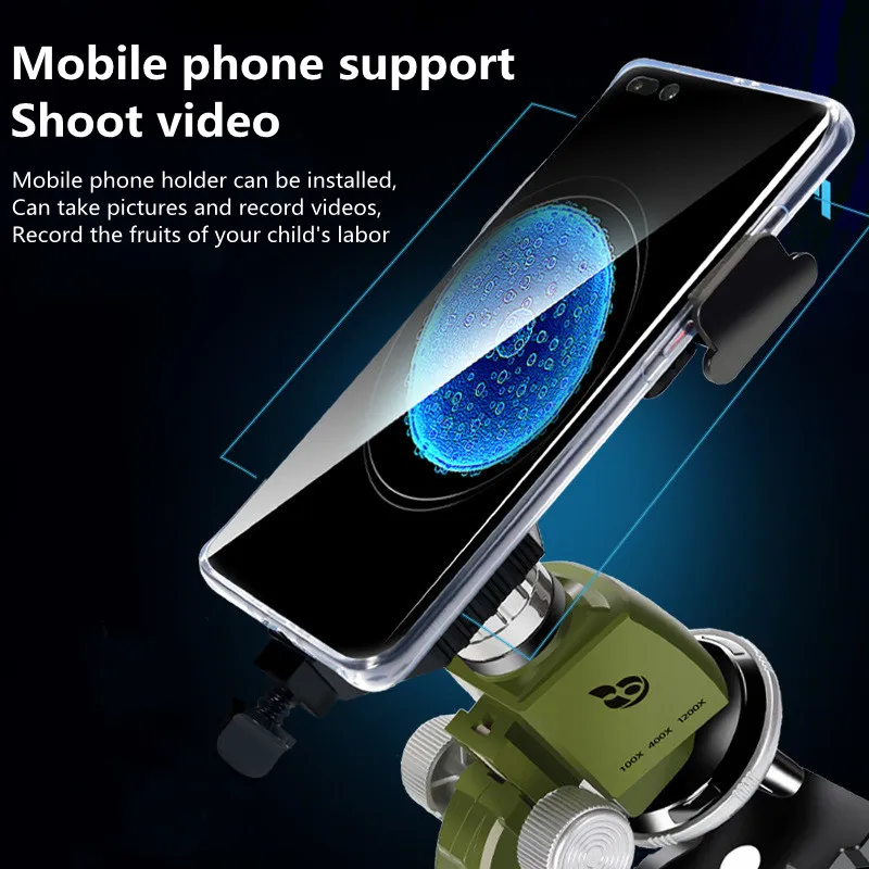 Children's Science and Education Microscope 100X-1200X Science Experiment Microscope Set LED Student Biological Microscope