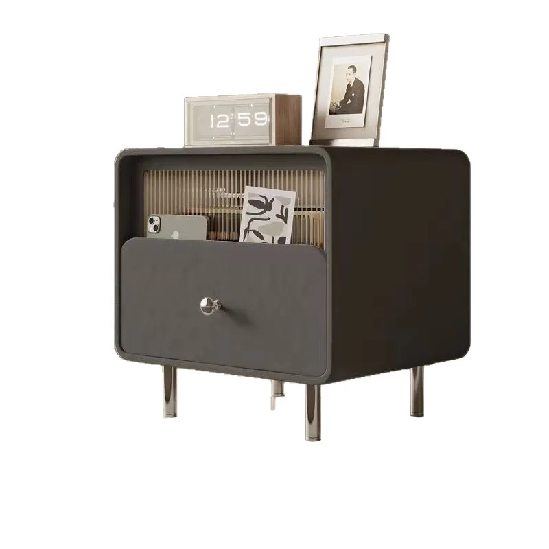 

Bedside table, solid wood, cream, bedroom, storage, simple, modern, premium