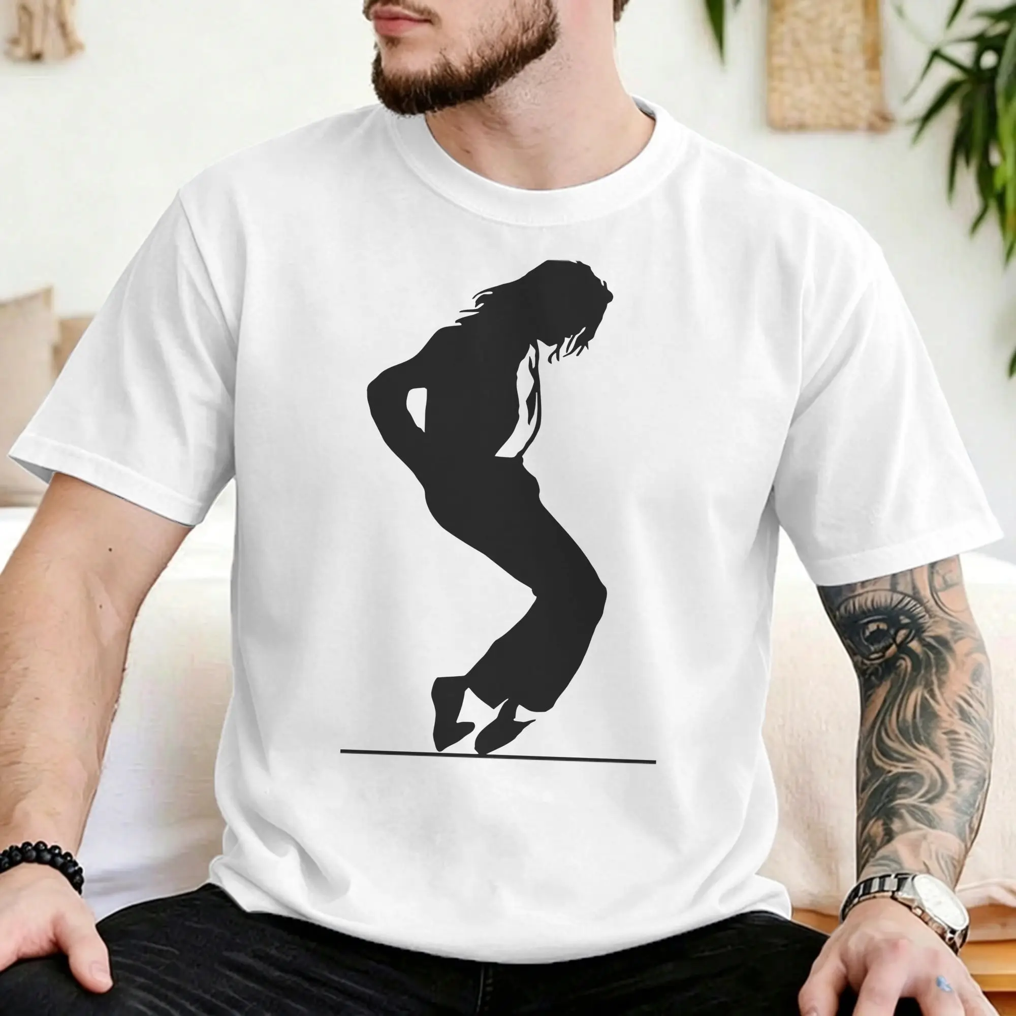 Men Women MJ Moonwalk Chibi T Shirt Music Pure Cotton Clothing Vintage Short Sleeve Crew Neck Tees Plus Size T-Shirt