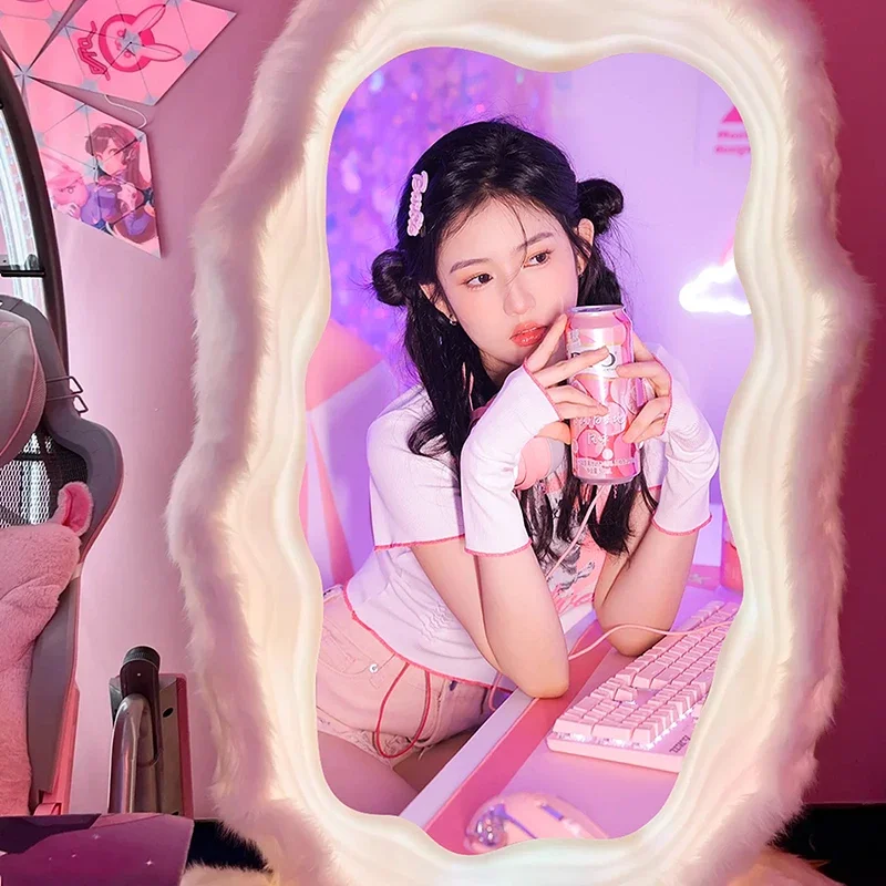 11Internet Celebrity Rabbit Full Mirror Luminous Floor Mirror Wave Girls Home Fitting Cute Oversized Modern..