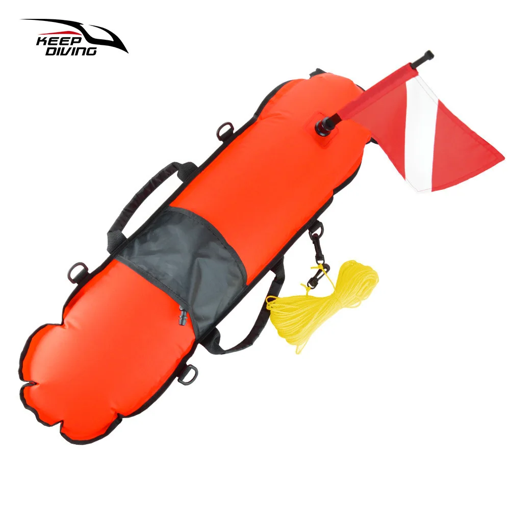 2026 - Tauch- und Speerfischen-Ausrüstung: Aufblasbare Torpedo-Signalboje + Tauchflagge für Freitauchen – Detail 2