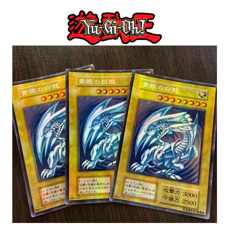 Yu-Gi-Oh DIY Blue-Eyes White Dragon Board game card toys for boys Hot stamping color flash collectible card Christmas birthday