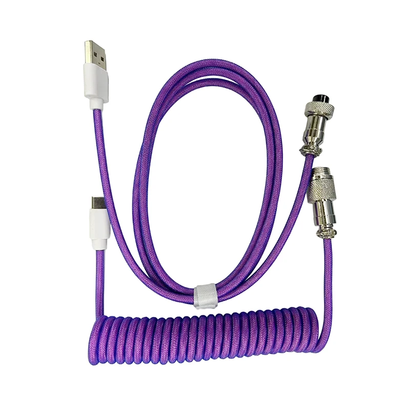 Cable en espiral para teclado mecánico, conector USB tipo C de 3M para ordenador de escritorio y aviación