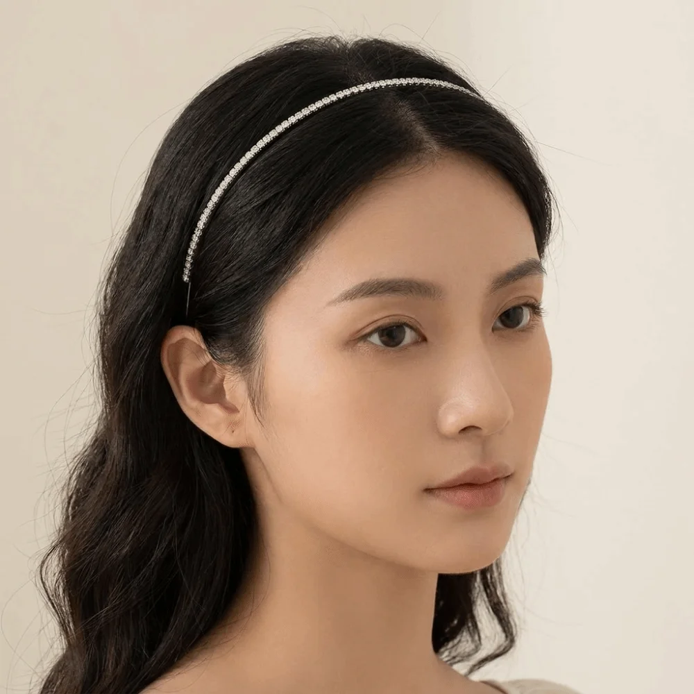 Simple Shiny Rhinestone Hair Hoop Sparkling Cool Thin Headband Minimalist Style Korean Style Hair Accessories Women