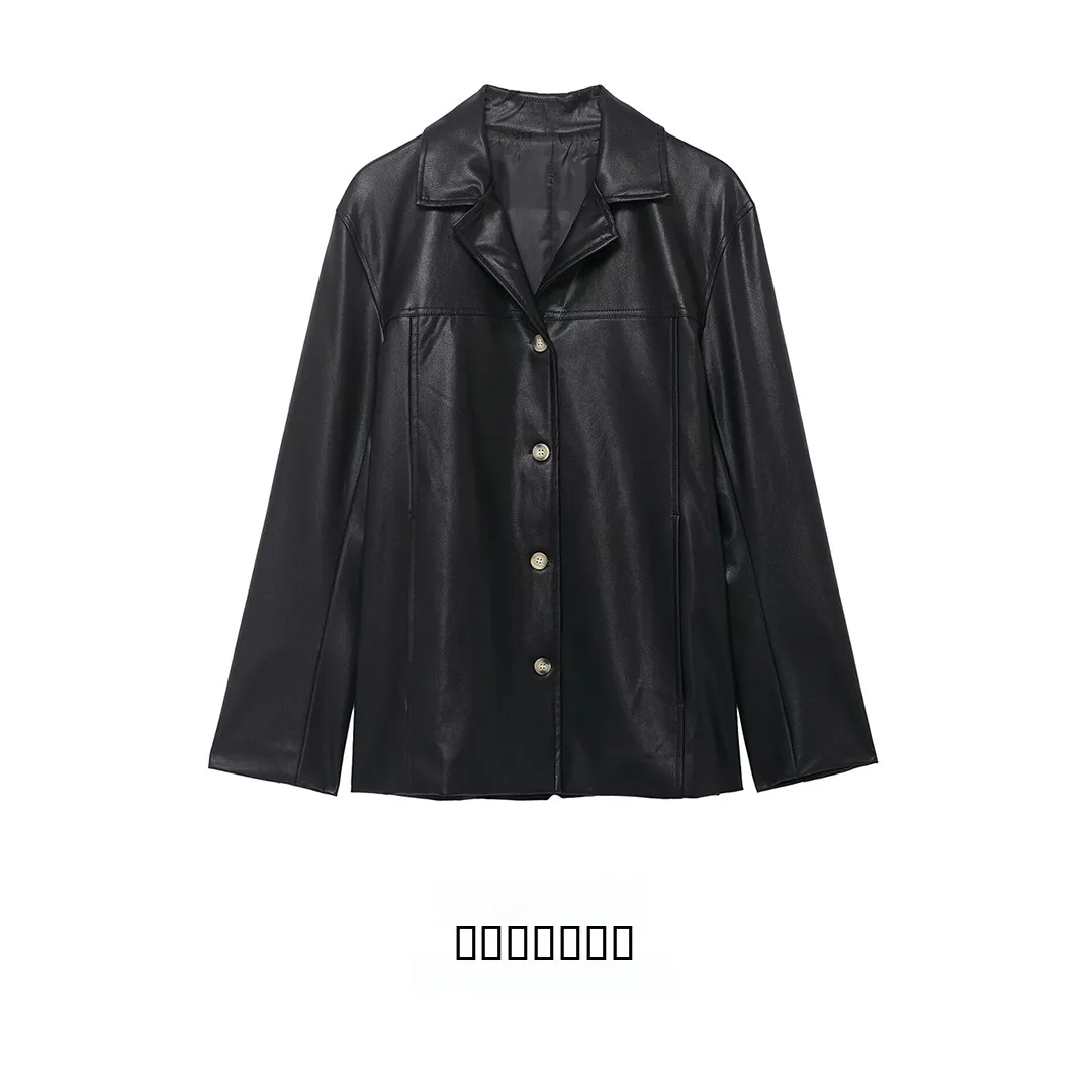 KASLEAD جديد Faionable حصيرة زرر المغلفة الجلود Jaet المرأة الشارع Sle طويل Sve ألياف البوليستر ملابس خارجية