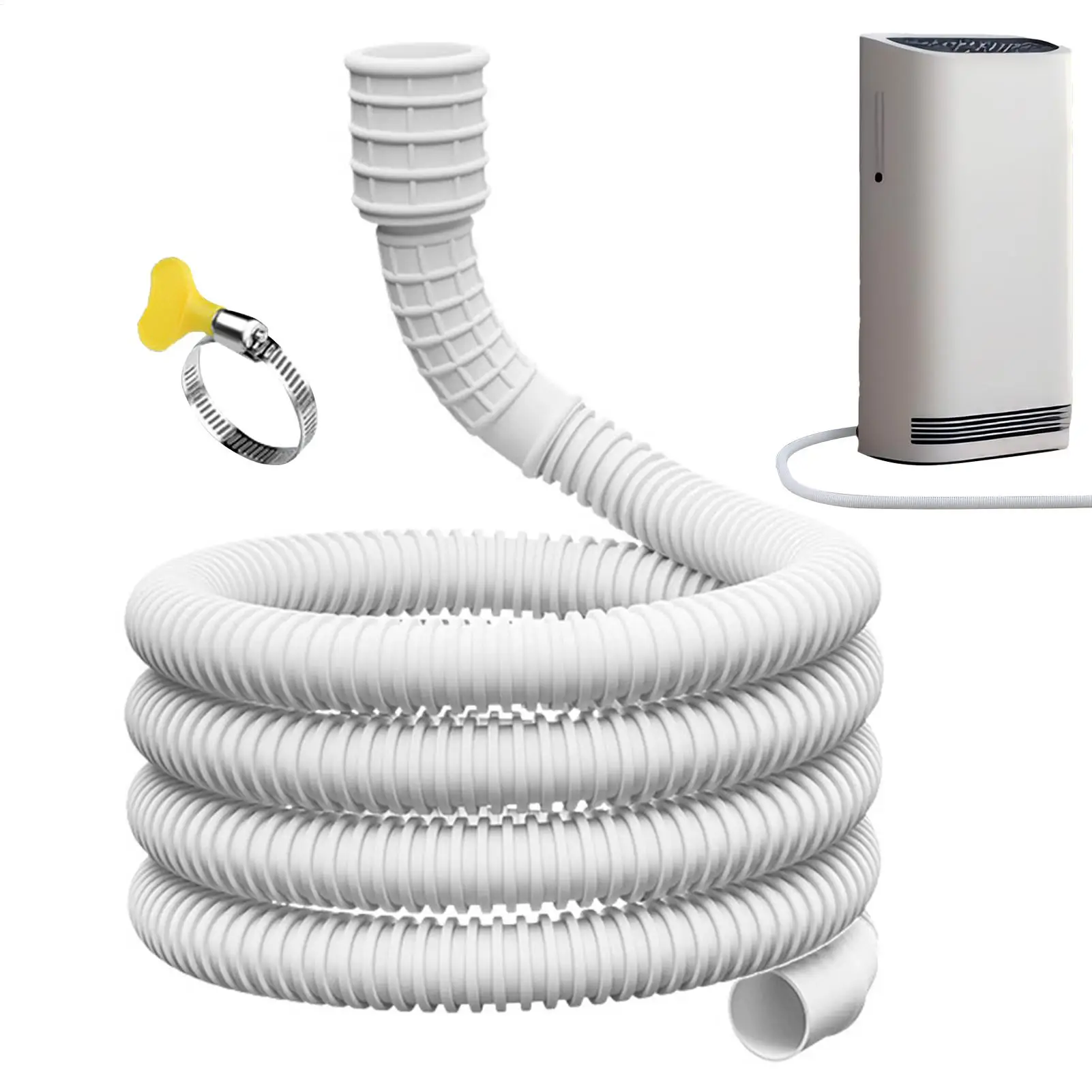 3/4m Universal Air Conditioning Drainage Hose Dehumidifier Drain Hose Lengthen Cuttable Flexible Corrugated Drainpipe White