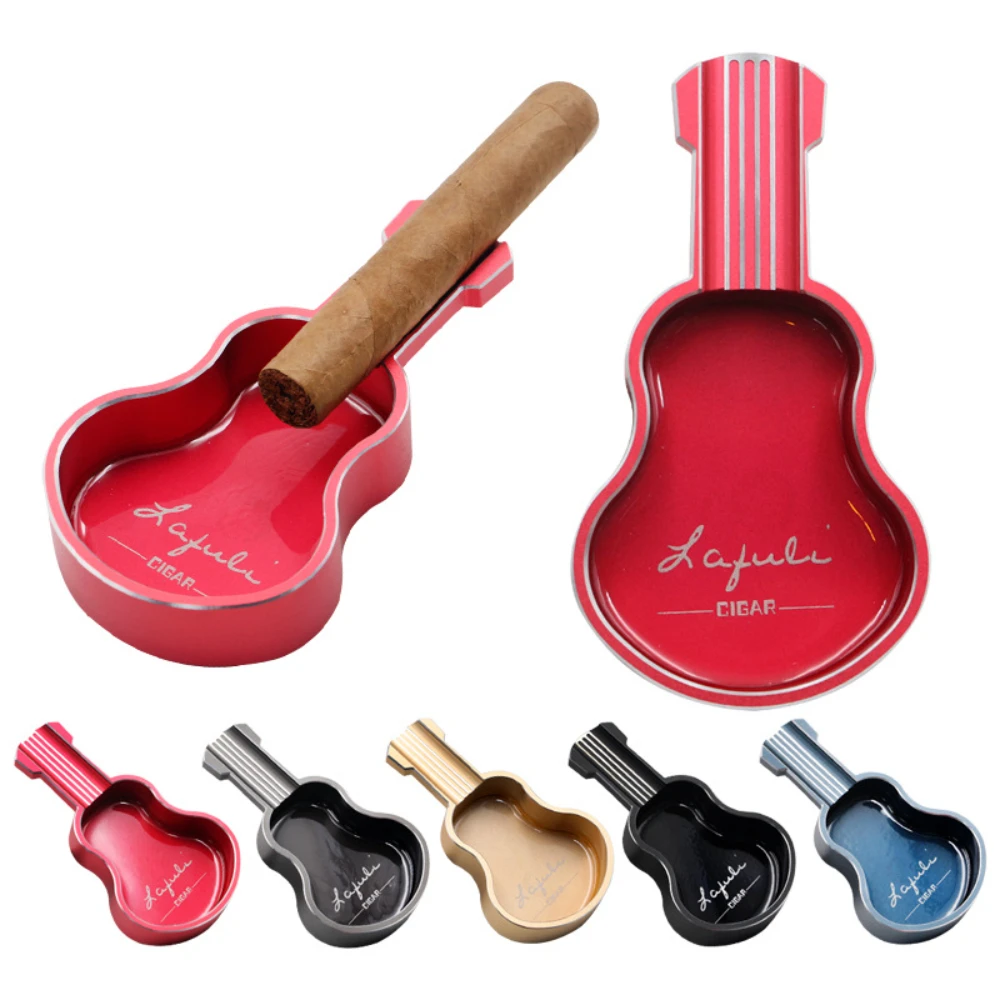 

Portable Single Person Cigar Ashtray Metal Lightweight Guitar Design for Personal Use