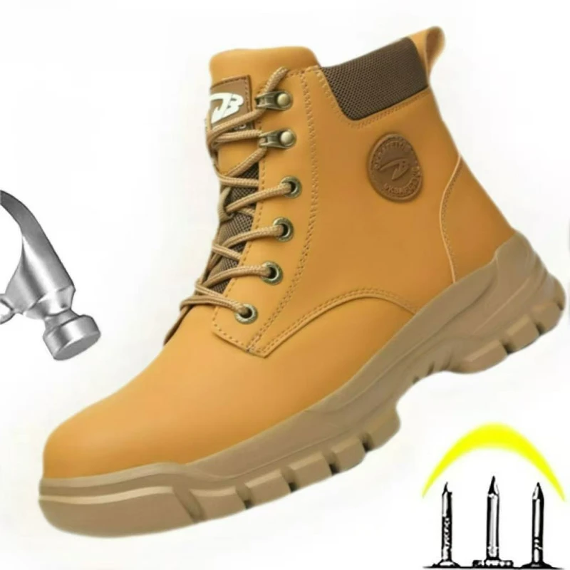 

Men's Safety Boots Work Steel Toe Shoes Anti-puncture Anti-smash Safety Shoes High Top Boots Waterproof Indestructible Men Boots