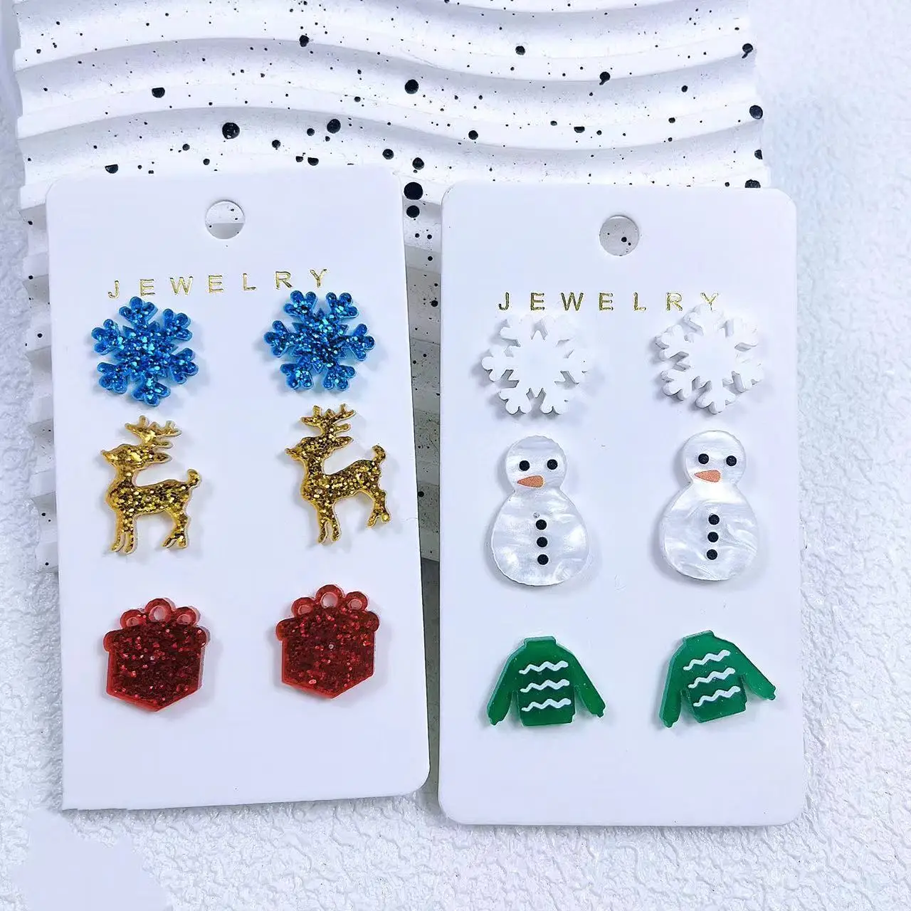 3-Pair Christmas Earnail Set Christmas Tree Snowflake Santa Claus Snowman Elk Earrings Accessories