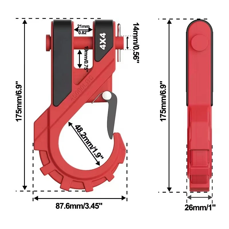 Engate de reboque resistente de 3/8 polegadas com protetor de borracha para ganchos de reboque traseiros ATV RV e corda sintética