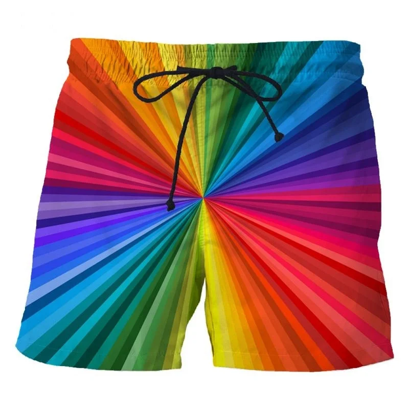 3d Printing LGBT Rainbow Short Pants Street Fashion Breathable Colorful Beach Shorts Vacation Beachwear Swim Trunks Clothing