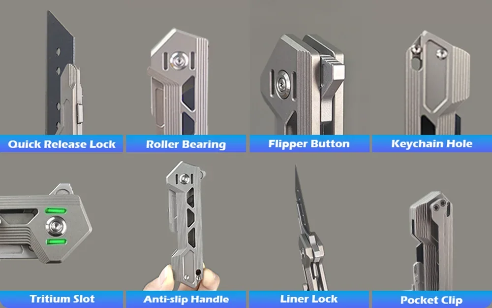 Titanium Alloy Pocket Cutter Knife Unpacking Camping Pocket Outdoor Tools Utlity Knife EDC
