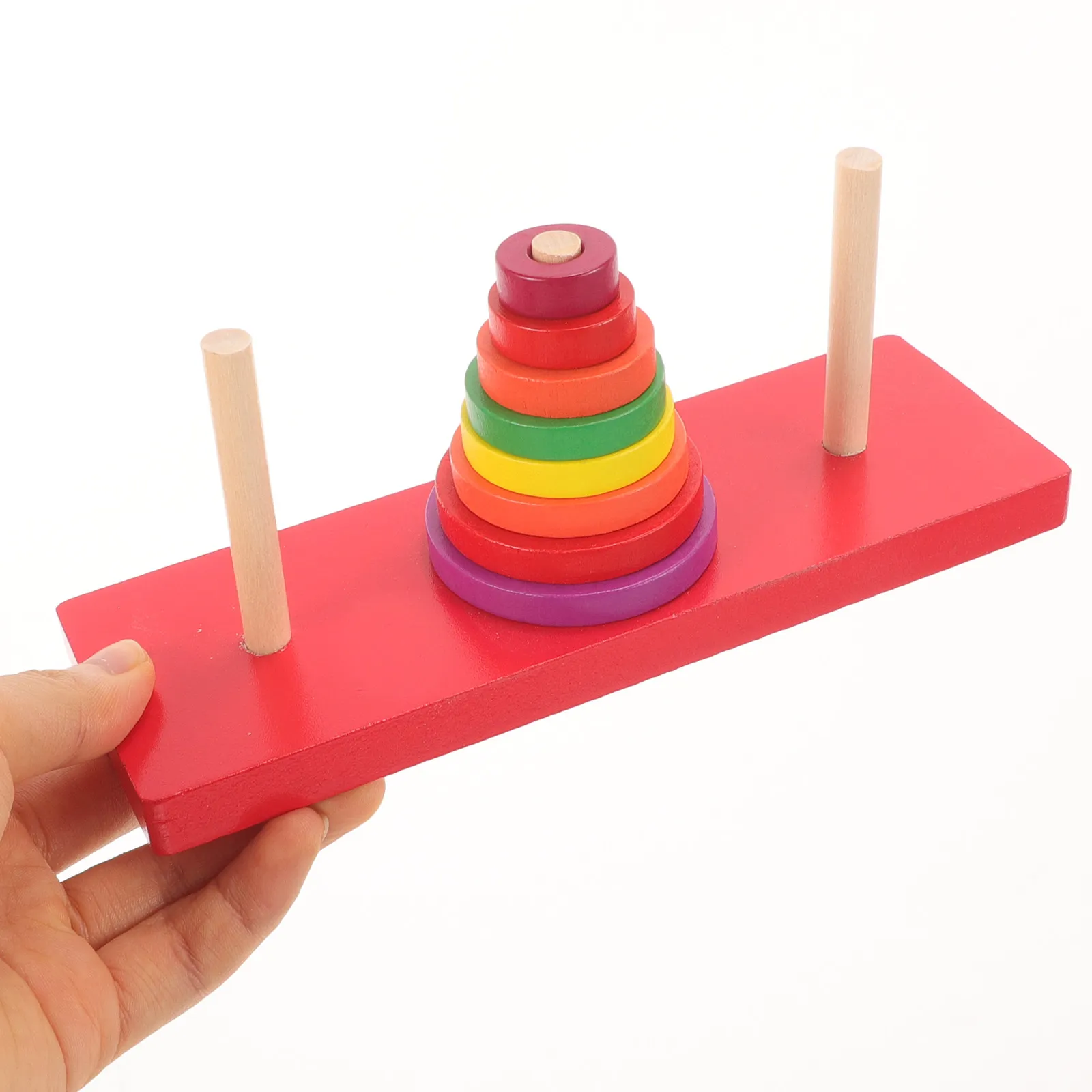 

1Set Wooden Puzzle Tower Stacking Rings Educational Activity Set for Children Ages 1 2 3 Years Old Early Learning Color Sorting
